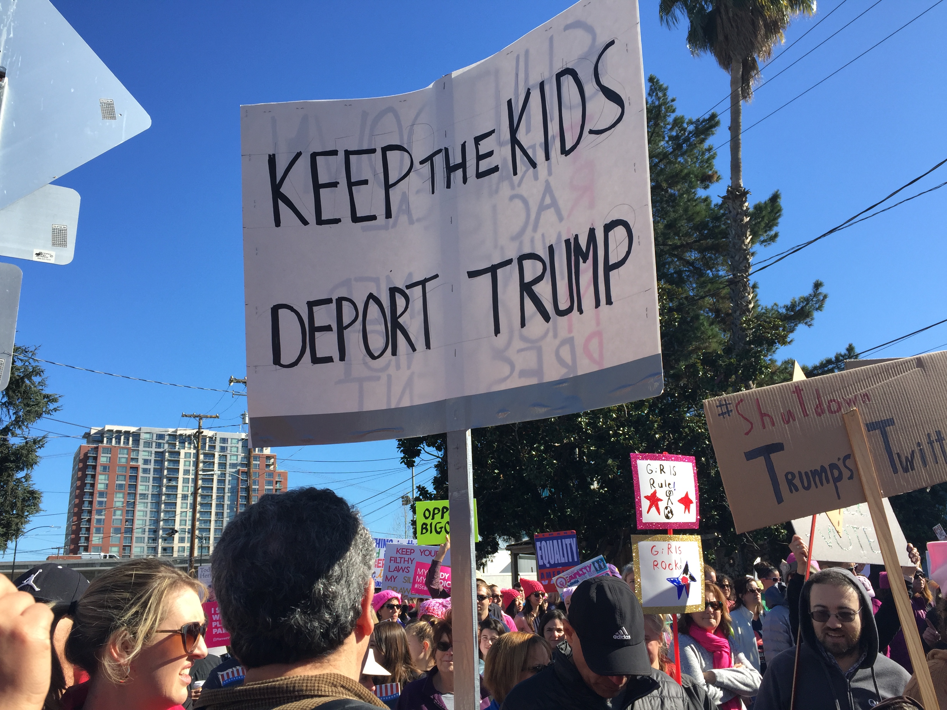 At the Women's March, San Jose, January, 2018