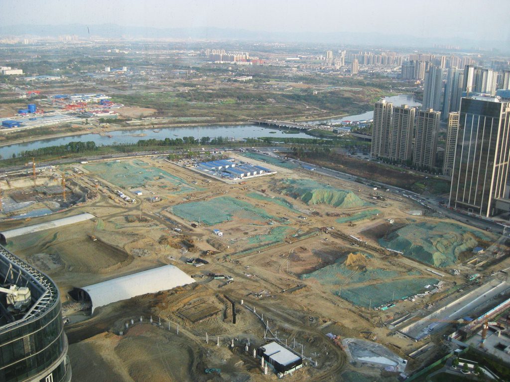 The Jin Jiang beyond a large construction site