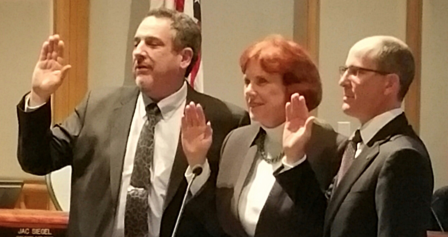 January, 2014 swearing in with colleagues Pat Showalter and Ken Rosenberg